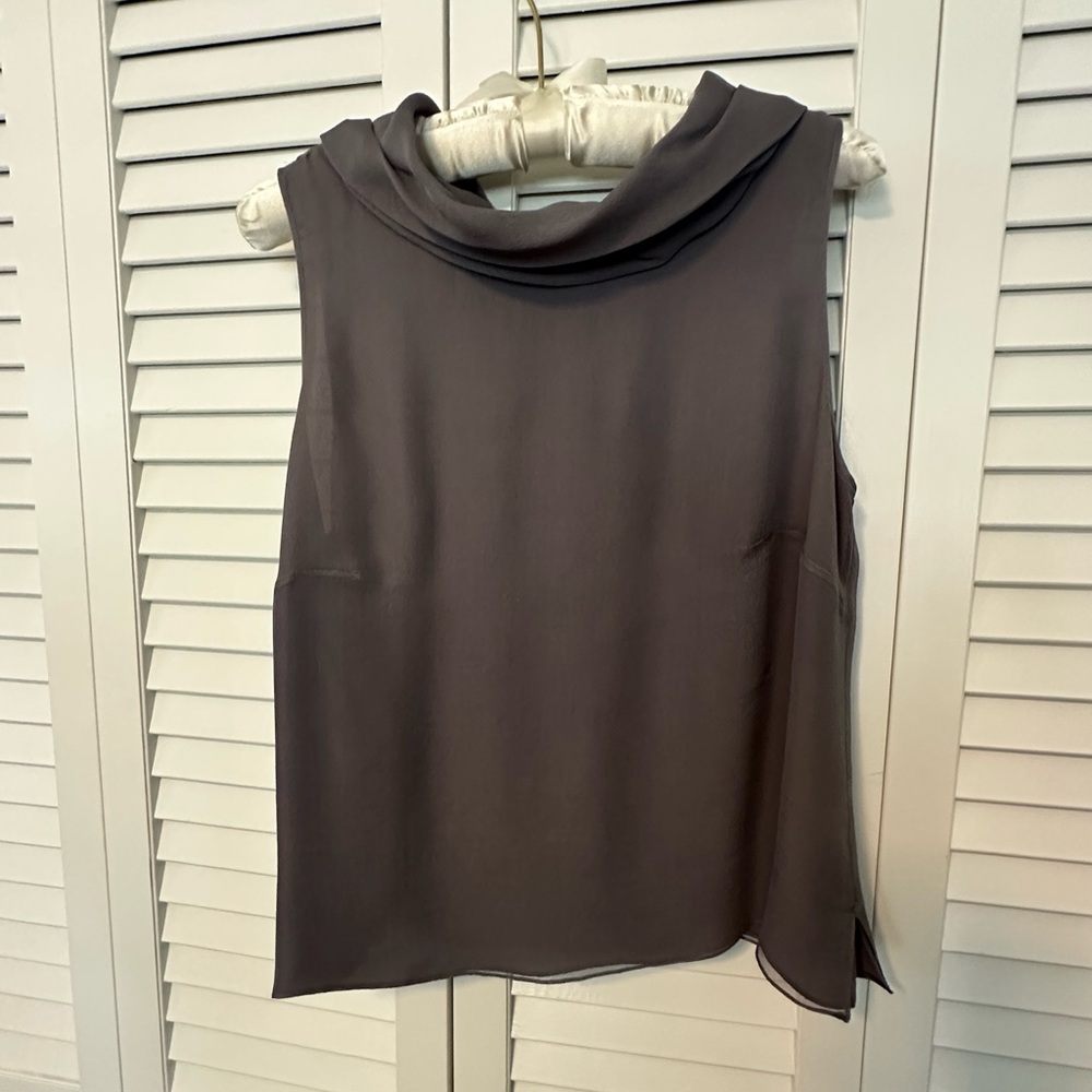 Neil Bieff haute couture!  Sleeveless Charcoal Chiffon Top